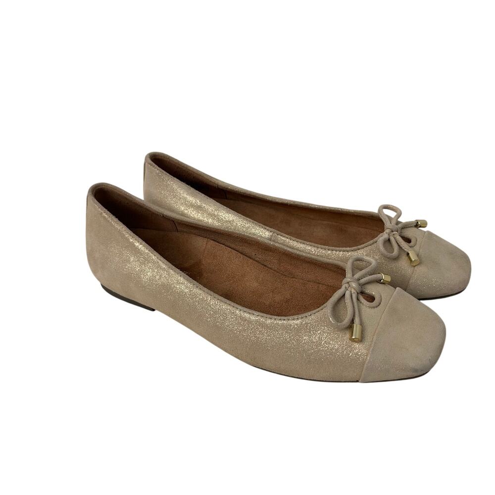 Vionic Klara Flats Women’s Size 8 Gold Metallic Bow Comfort Shoes